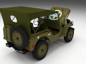 full w chassis jeep willys mb military top 3D-Modell