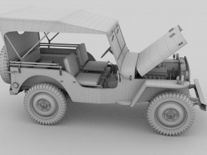 full w chassis jeep willys mb military top 3D-Modell
