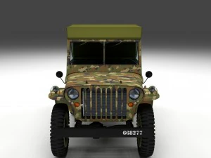 full w chassis jeep willys mb military camo 3D Model