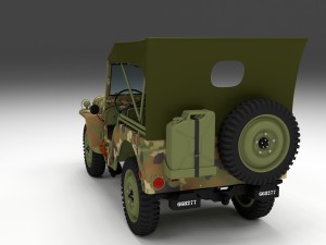 full w chassis jeep willys mb military camo 3D Model