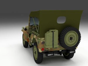 full w chassis jeep willys mb military camo 3D Model