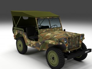 full w chassis jeep willys mb military camo 3D Model