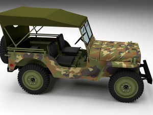 full w chassis jeep willys mb military camo 3D Model