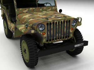 full w chassis jeep willys mb military camo 3D Model
