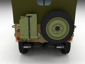 full w chassis jeep willys mb military camo 3D Model
