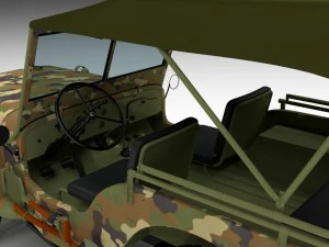 full w chassis jeep willys mb military camo 3D Model