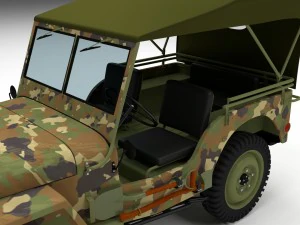 full w chassis jeep willys mb military camo 3D Model