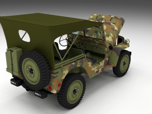 full w chassis jeep willys mb military camo 3D Model