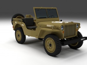 full w chassis jeep willys mb military desert Model 3D