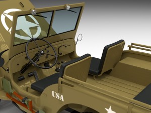 full w chassis jeep willys mb military desert Model 3D