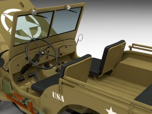 full w chassis jeep willys mb military desert 3D Model