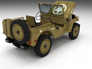 full w chassis jeep willys mb military desert Model 3D