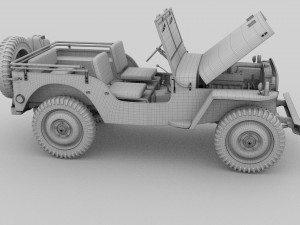 full w chassis jeep willys mb military desert Model 3D