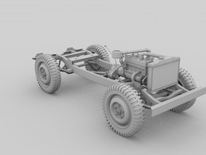 full w chassis jeep willys mb military desert Model 3D