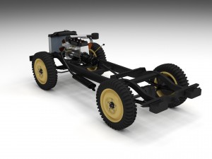 full w chassis jeep willys mb military desert Model 3D