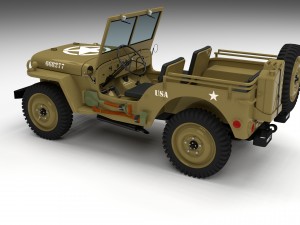 full w chassis jeep willys mb military desert Model 3D
