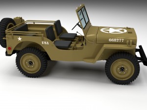 full w chassis jeep willys mb military desert Model 3D