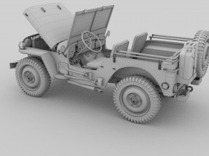 full w chassis jeep willys mb military desert Model 3D