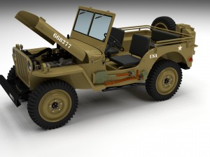 full w chassis jeep willys mb military desert Model 3D