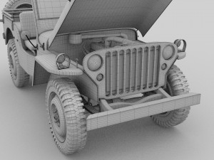 full w chassis jeep willys mb military desert Model 3D