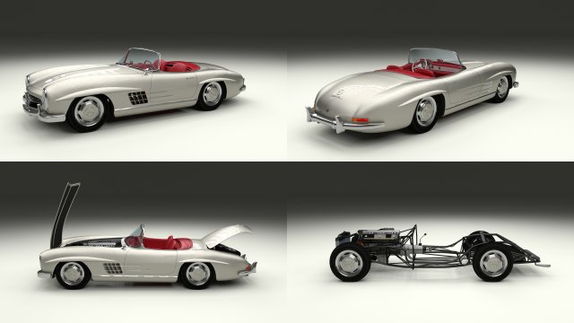 fully modelled mercedes 300sl roadster Model 3D .c4d .max .obj .3ds .fbx .stl .blend 