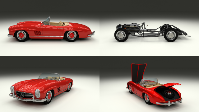 fully modelled mercedes 300sl roadster red Modelo 3D .c4d .max .obj .3ds .fbx .stl .blend 