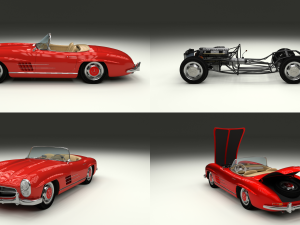 fully modelled mercedes 300sl roadster red 3D मॉडल