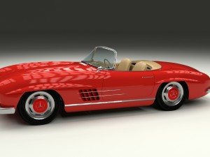 fully modelled mercedes 300sl roadster red Modelo 3D