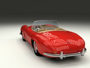 fully modelled mercedes 300sl roadster red Modelo 3D