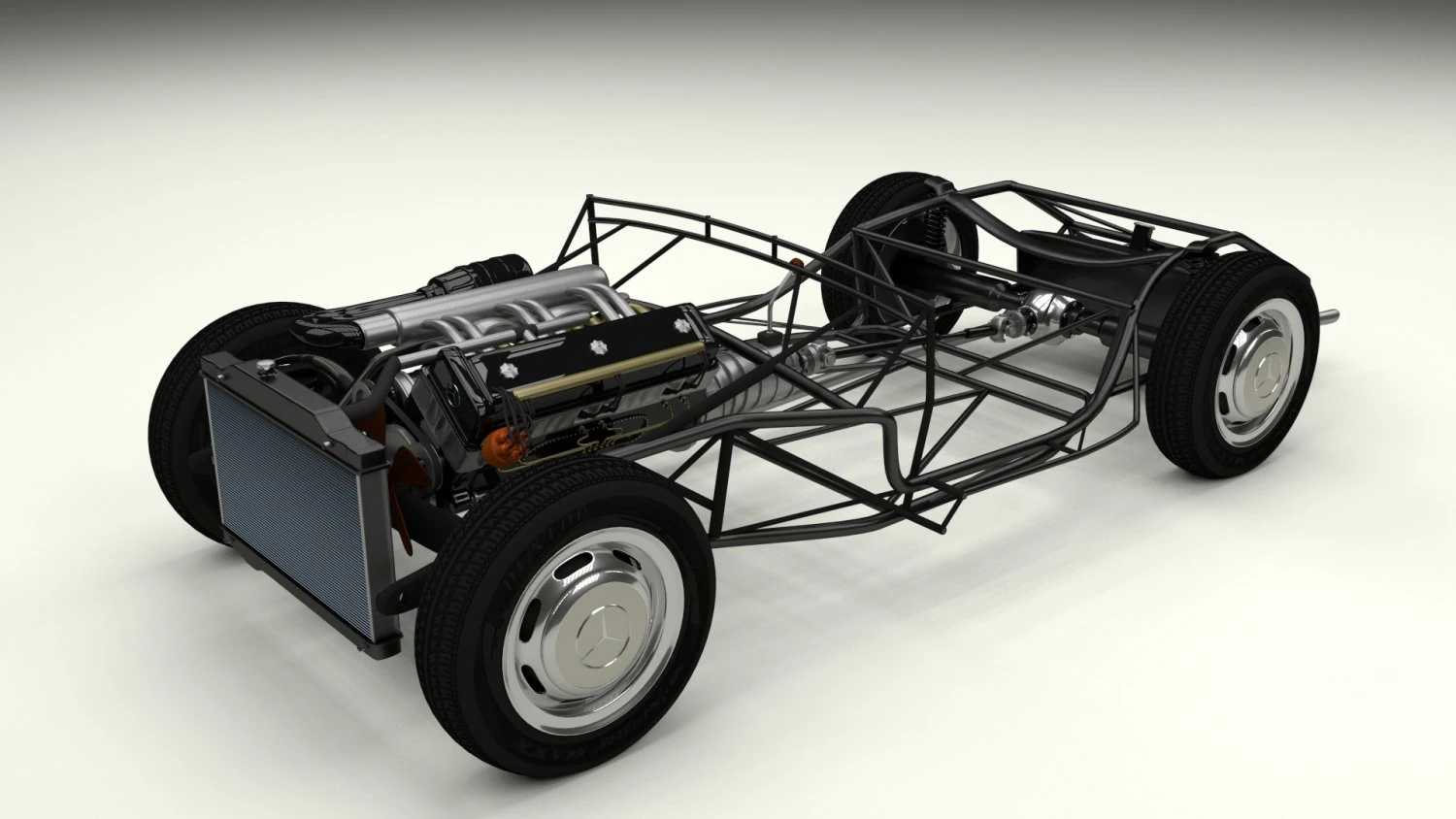 mercedes 300sl roadster chassis 3D Model .c4d .max .obj .3ds .fbx .stl .blend 