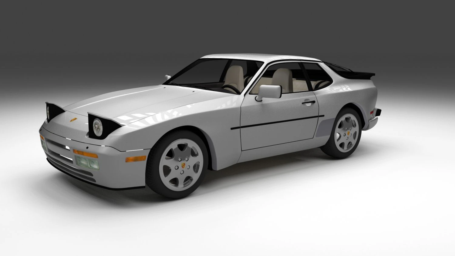 porsche 944 s2 with interior 3D Model .c4d .max .obj .3ds .fbx .stl .blend
