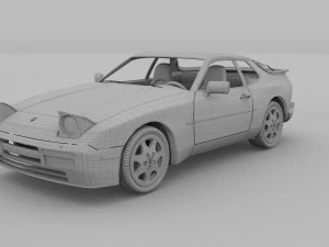 porsche 944 s2 with interior 3D Model