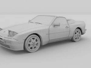 porsche 944 cabrio with interior 3D Model