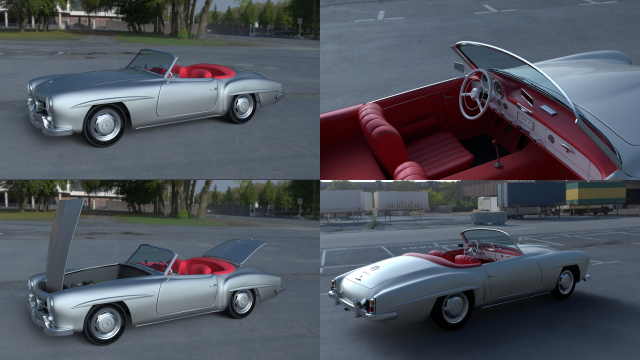 fully modeled w interior mercedes 190sl 3D-Modell .c4d .max .obj .3ds .fbx .stl .blend 