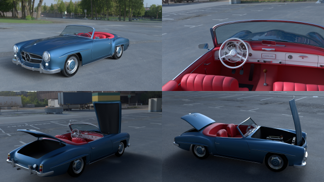 full w interior mercedes 190sl 3D Model .c4d .max .obj .3ds .fbx .stl .blend 
