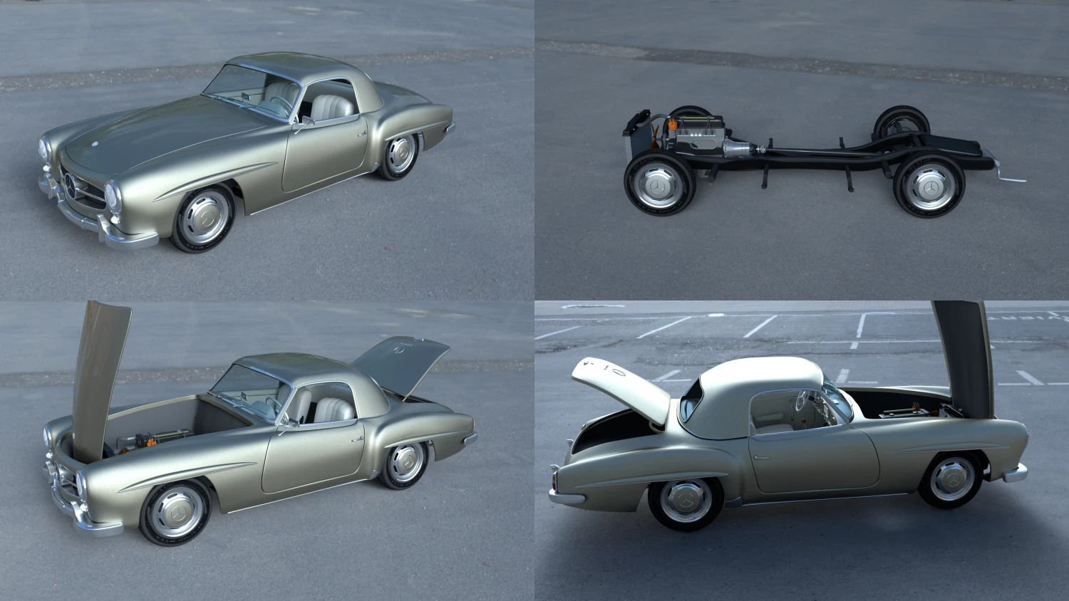 full w interior mercedes 190sl hard top 3D Model .c4d .max .obj .3ds .fbx .stl .blend 