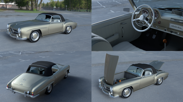 full w interior mercedes 190sl soft top Modelo 3D .c4d .max .obj .3ds .fbx .stl .blend 