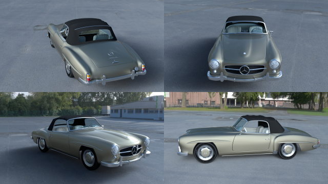 mercedes 190sl with interior soft top 3D 모델 .c4d .max .obj .3ds .fbx .stl .blend 