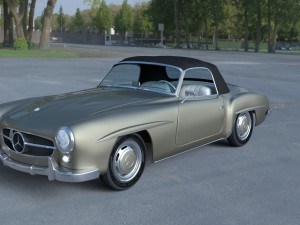 mercedes 190sl with interior soft top 3D 모델