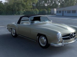 mercedes 190sl with interior soft top 3D 모델