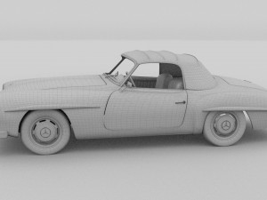 mercedes 190sl with interior soft top 3D 모델