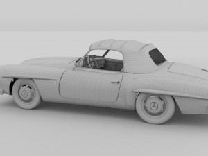 mercedes 190sl with interior soft top 3D 모델