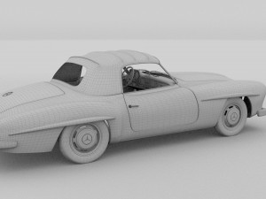 mercedes 190sl with interior soft top 3D 모델
