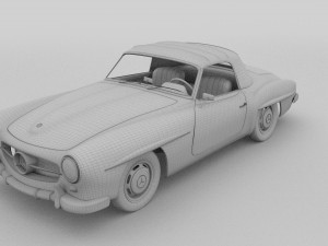 mercedes 190sl with interior soft top 3D 모델