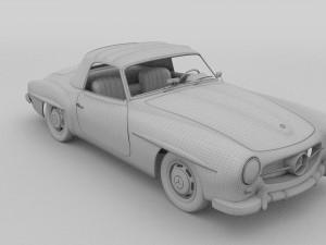mercedes 190sl with interior soft top 3D 모델
