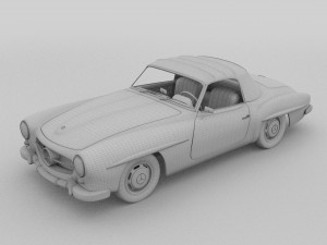 mercedes 190sl with interior soft top 3D 모델