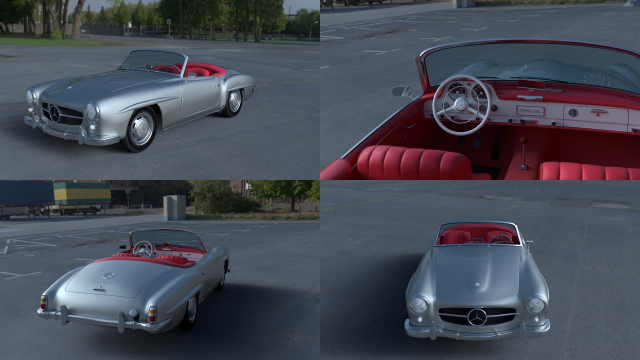 mercedes 190sl with interior 3D Model .c4d .max .obj .3ds .fbx .stl .blend 