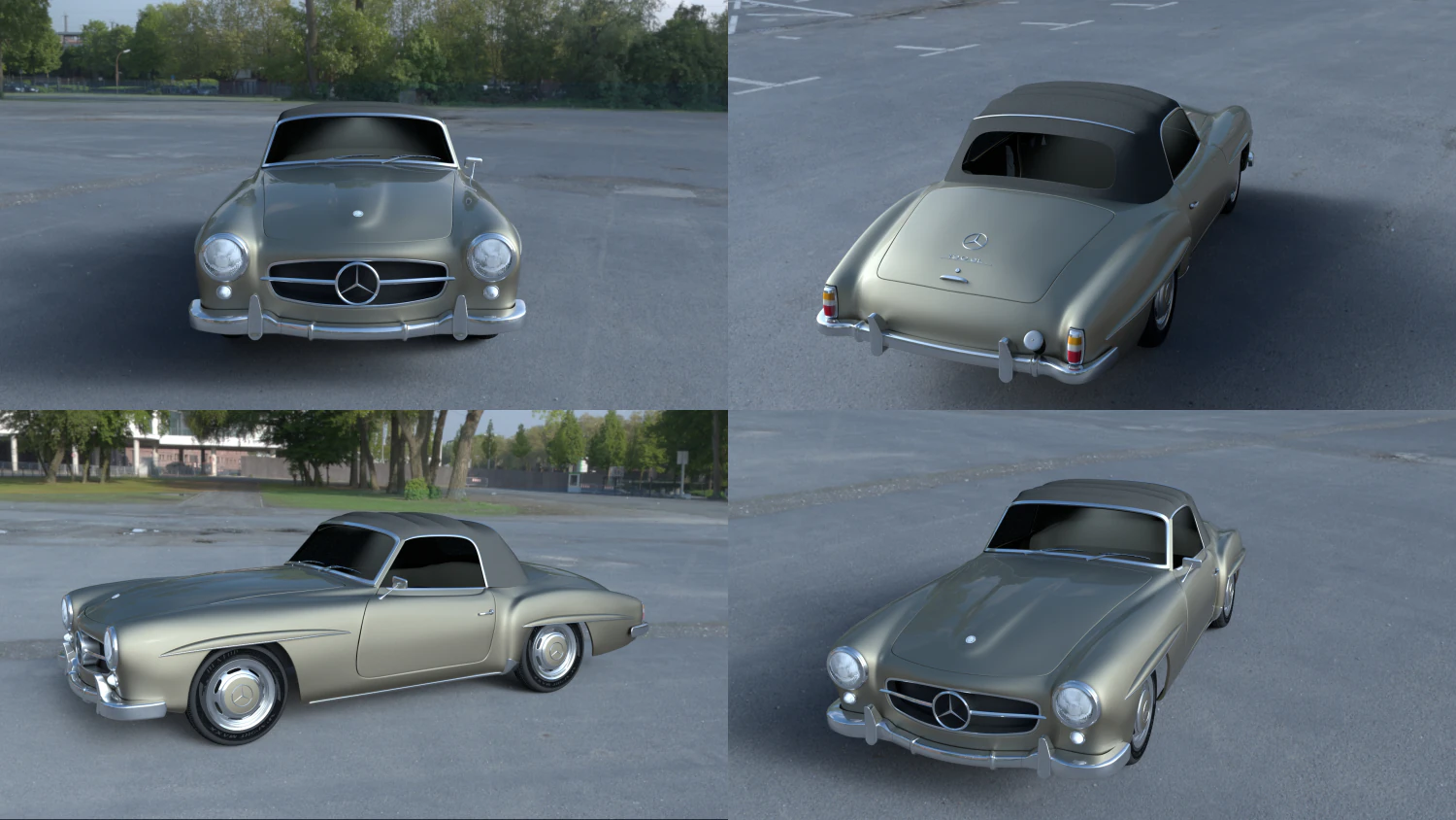 mercedes 190sl soft top 3D Model .c4d .max .obj .3ds .fbx .stl .blend
