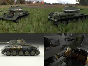 t-34-85 interior-engine bay full hdri 3D मॉडल