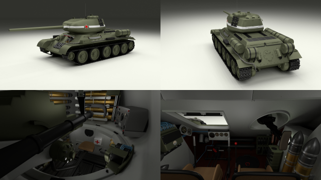 t-34-85 with interior 3D मॉडल .c4d .max .obj .3ds .fbx .stl .blend 